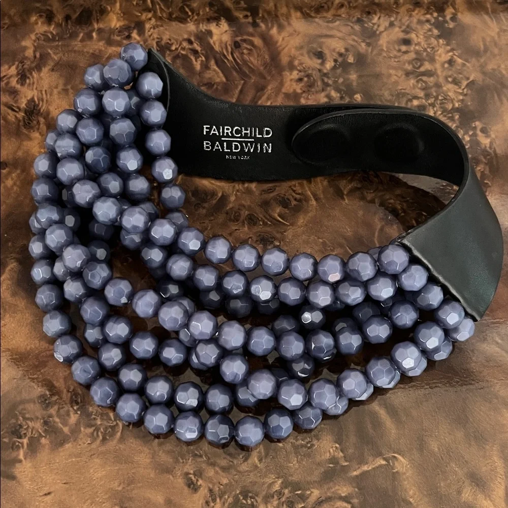 Multi-Strand Beaded Statement Necklace in Blue - Picture 2 of 2